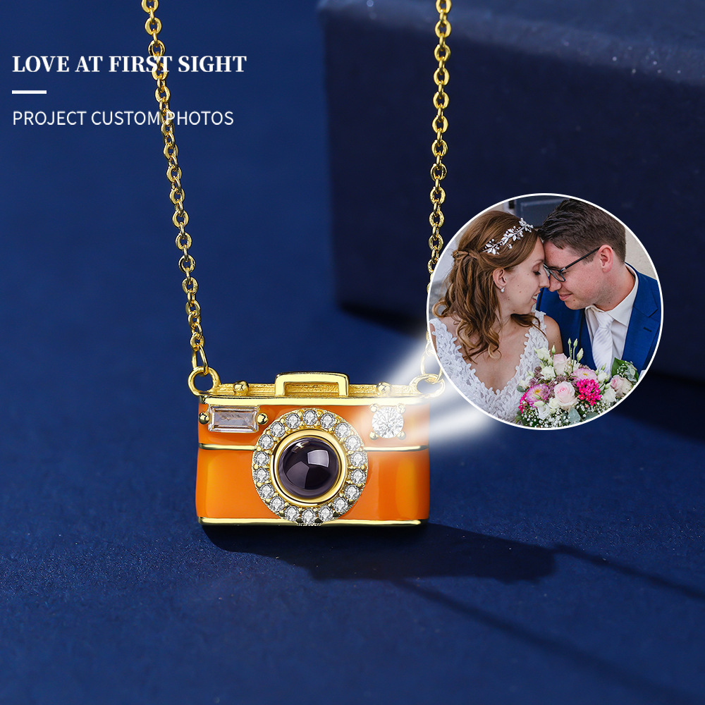 Personalized Photo Necklace Projection Gem Camera Necklace Anniversary Gifts for Her - aiprintlab