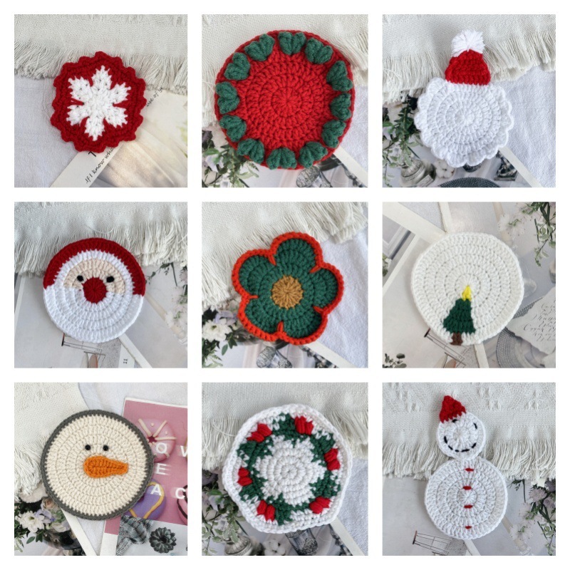 Handmade Crochet Christmas Coasters Artisan-Made Holiday Crochet Decorations with Holiday Cheer Christmas Decorations - aiprintlab