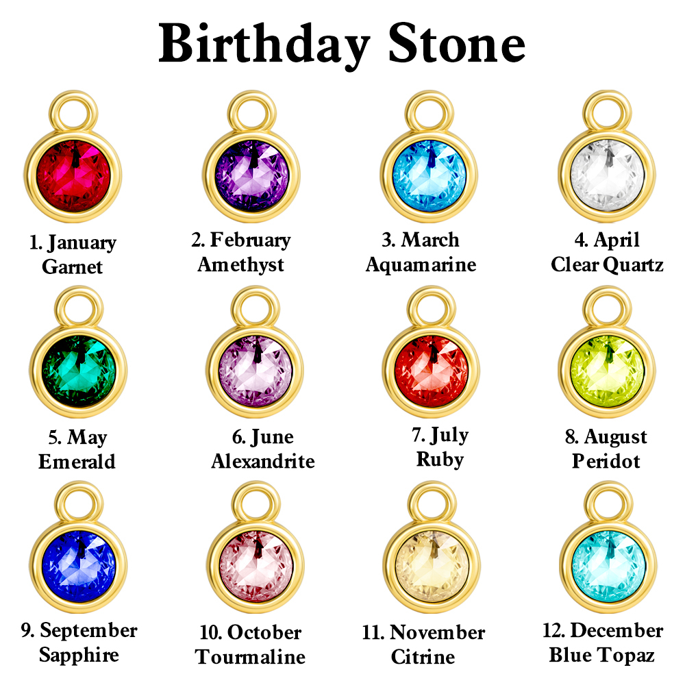 Custom Date & Birthstone Anniversary Necklace Personalized Calendar & Birthstone Necklace Birthday Gift for Her - aiprintlab