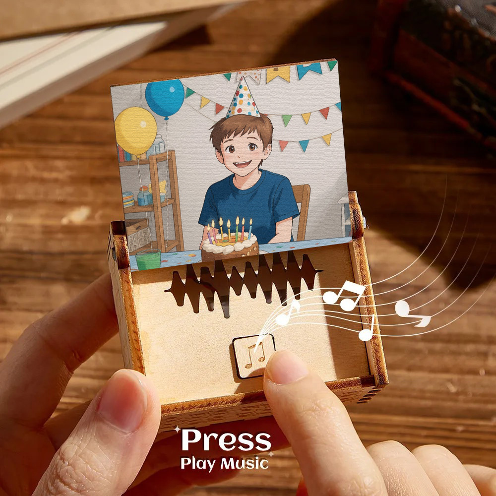 Custom Gibli Style Music Box with Your Picture | Choose Your Own Song Gift for Birthday