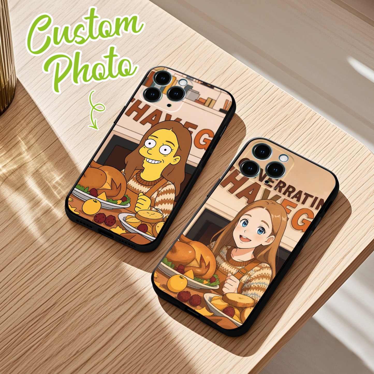 Custom Photo Phone Case Anime Portrait Personalized Phone Case A Variety of Cartoon Style for Thanksgiving