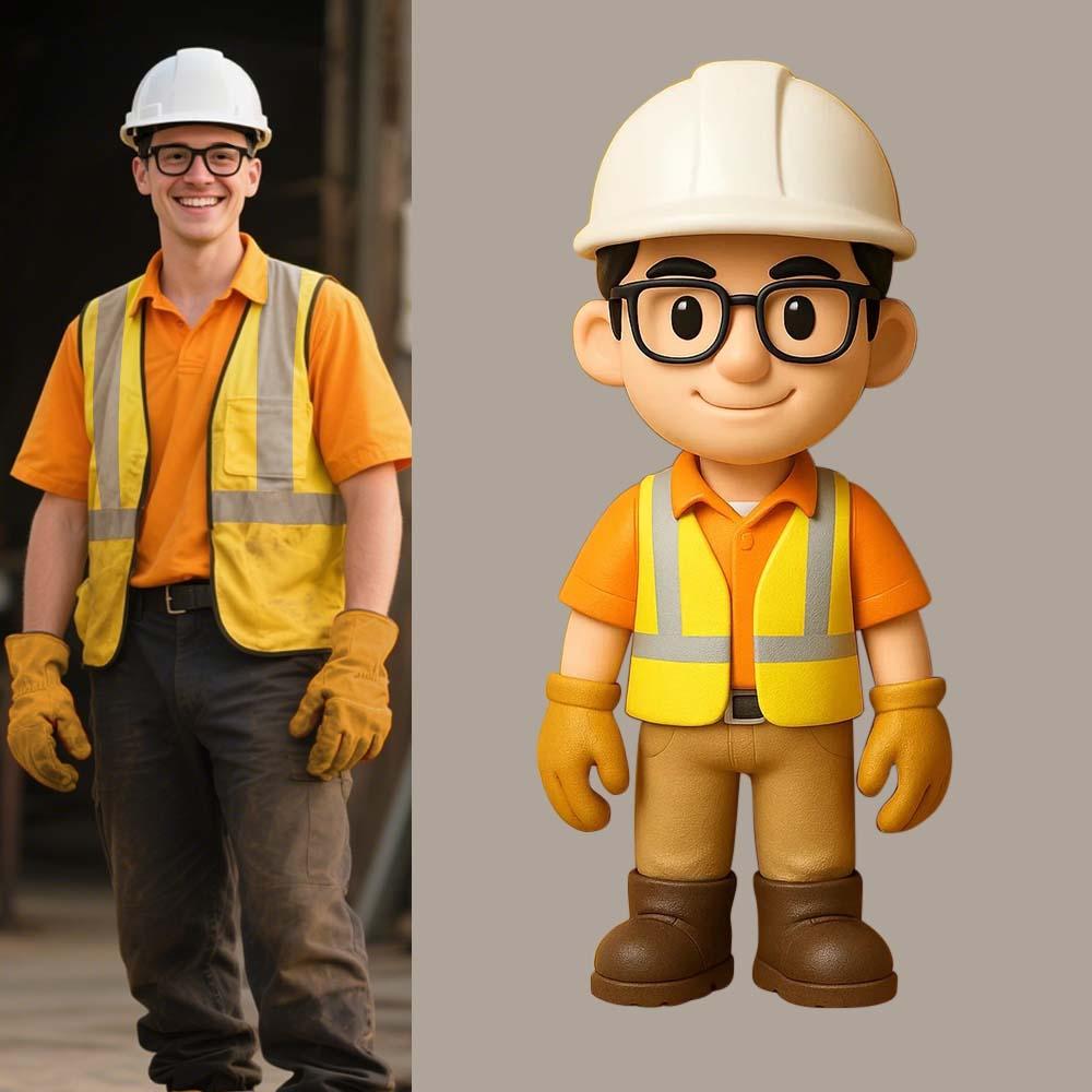 Gifts for Dad Custom Action Figure Personalized 3D Printed Figurine from AI Photo Romantic and Fun Gift for Husband - namenecklace