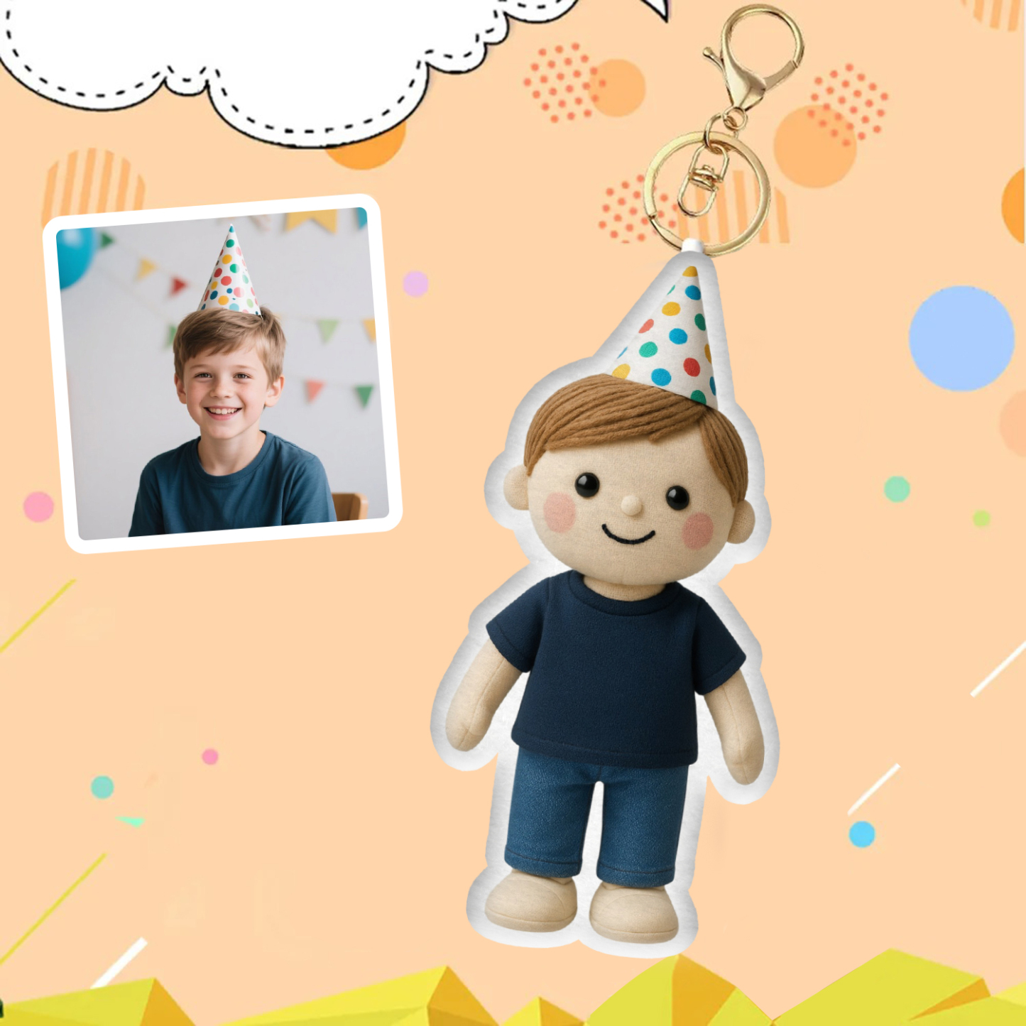 Personalized Photo Plush Doll Keychain Mini Me Plush Keychain Gifts for Birthday