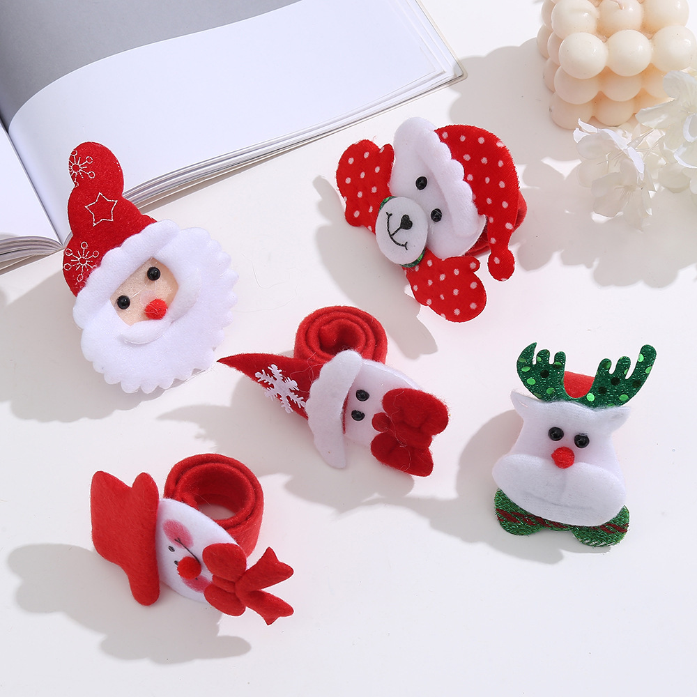Christmas Snap Bracelet Set Fun Stocking Stuffer for Kids Santa, Reindeer & Snowman Snap Bracelets (5-Pack) - aiprintlab