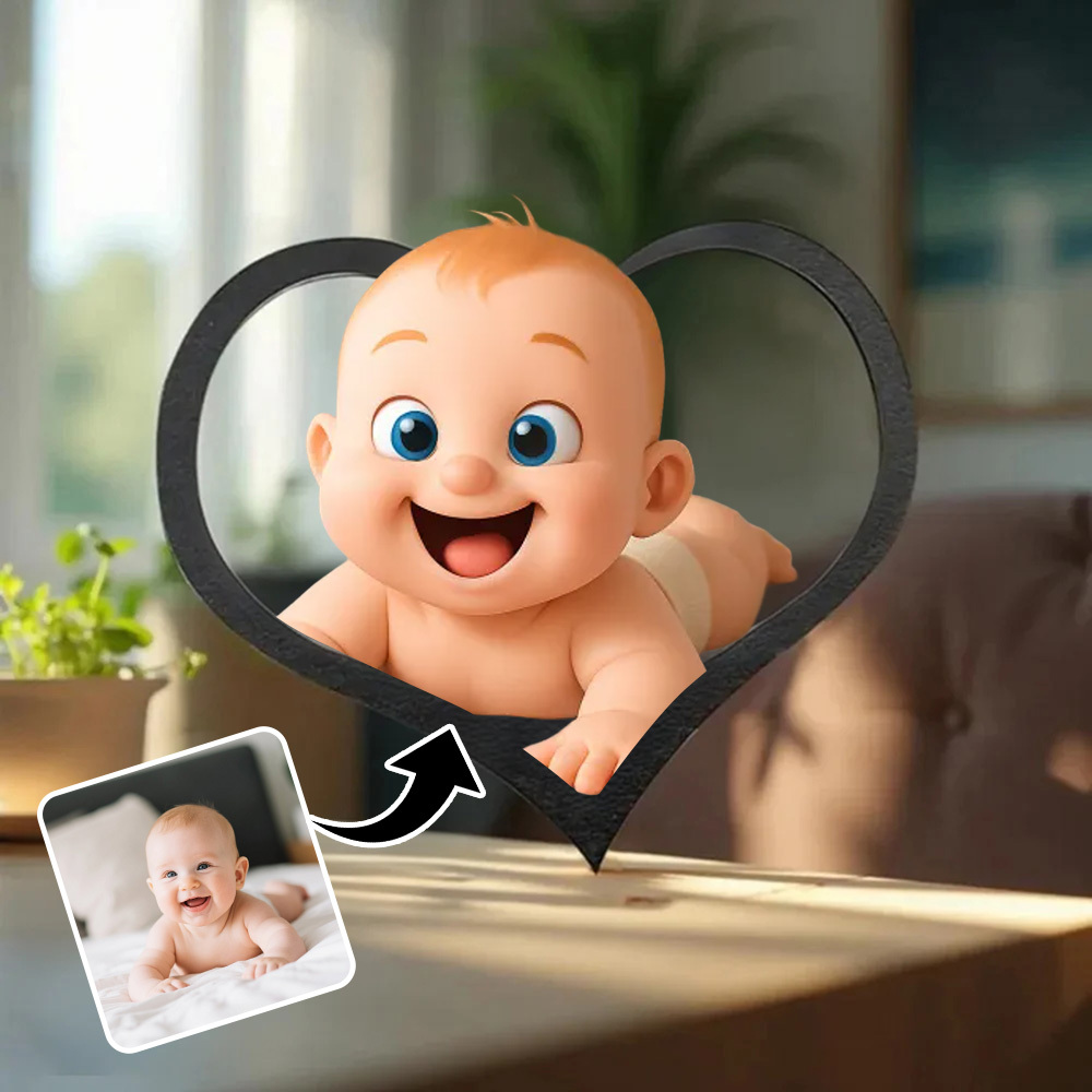 Personalized cartoon style photo heart-shaped frame Gift for Baby