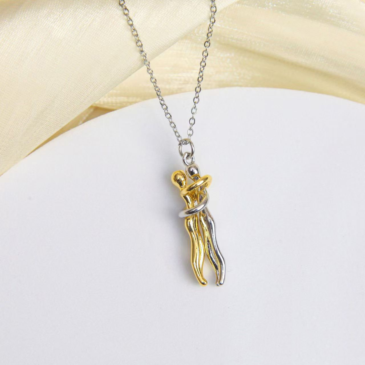 Embrace Love Pendant Necklace Soulmate Embrace Couple Necklace Forever Together Hug Pendant Necklace Thoughtful Gift for Couples - aiprintlab