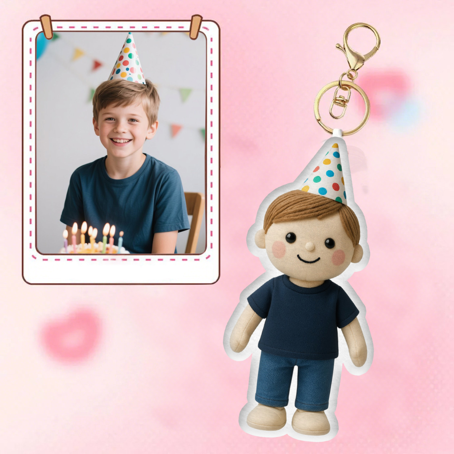 Personalized Photo Plush Doll Keychain Mini Me Plush Keychain Gifts for Birthday