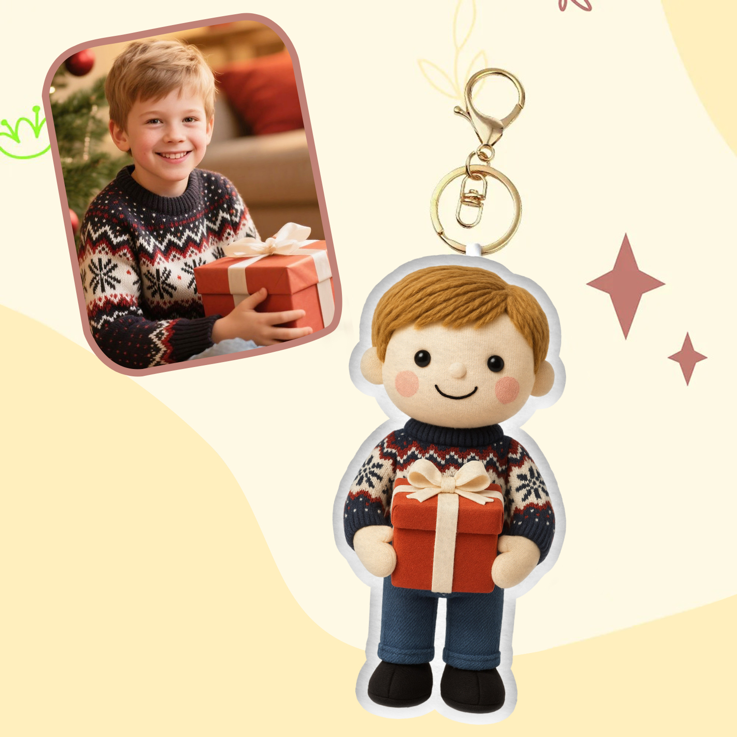 Personalized Photo Plush Doll Keychain Mini Me Plush Keychain Gifts for Christmas
