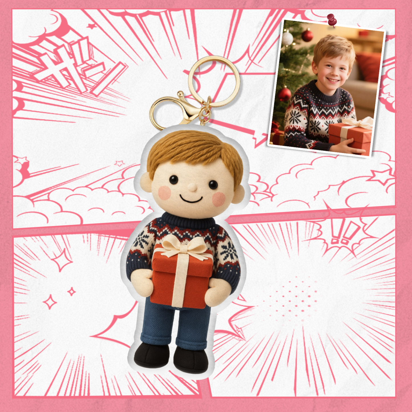 Personalized Photo Plush Doll Keychain Mini Me Plush Keychain Gifts for Christmas