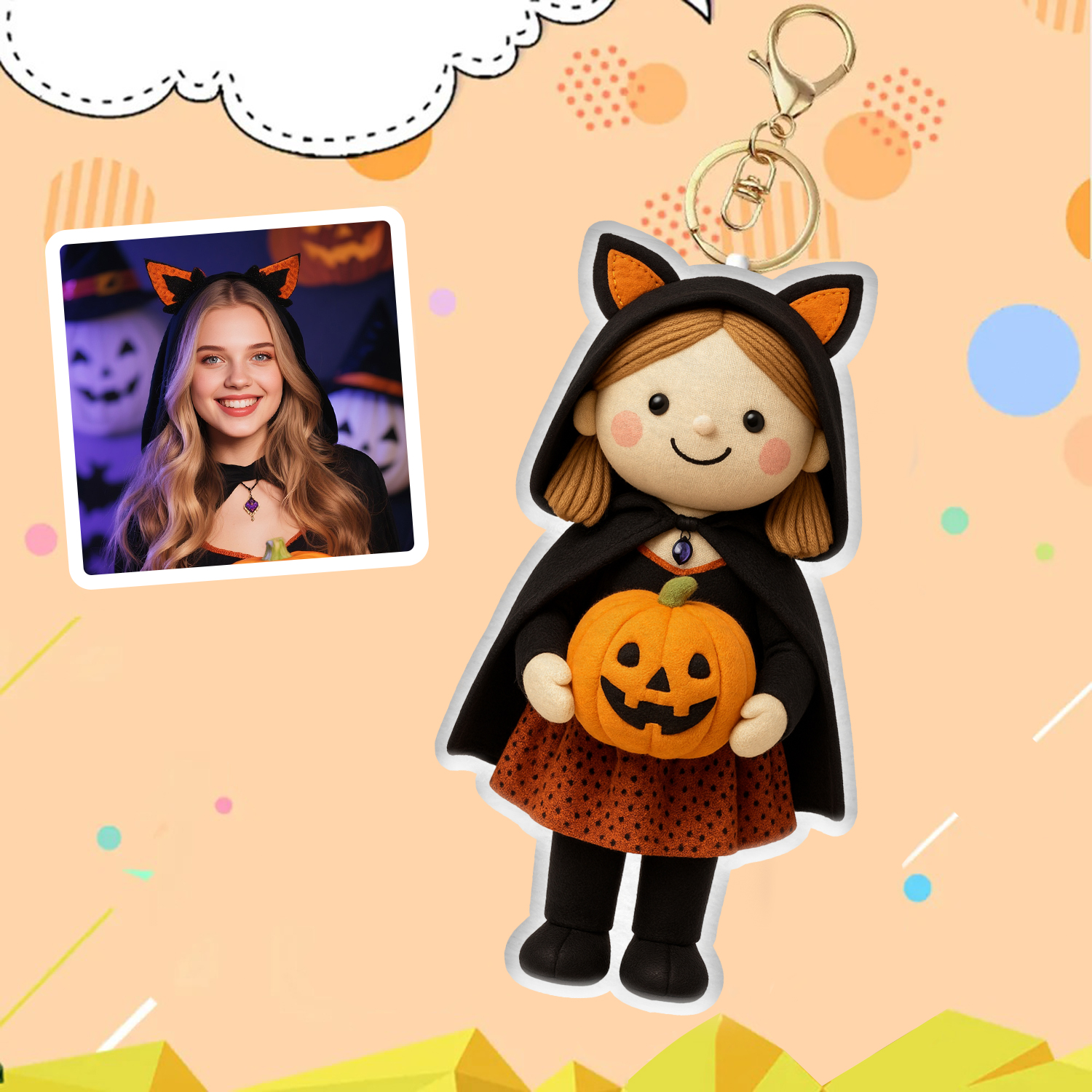 Personalized Photo Plush Doll Keychain Mini Me Plush Keychain Gifts for Halloween