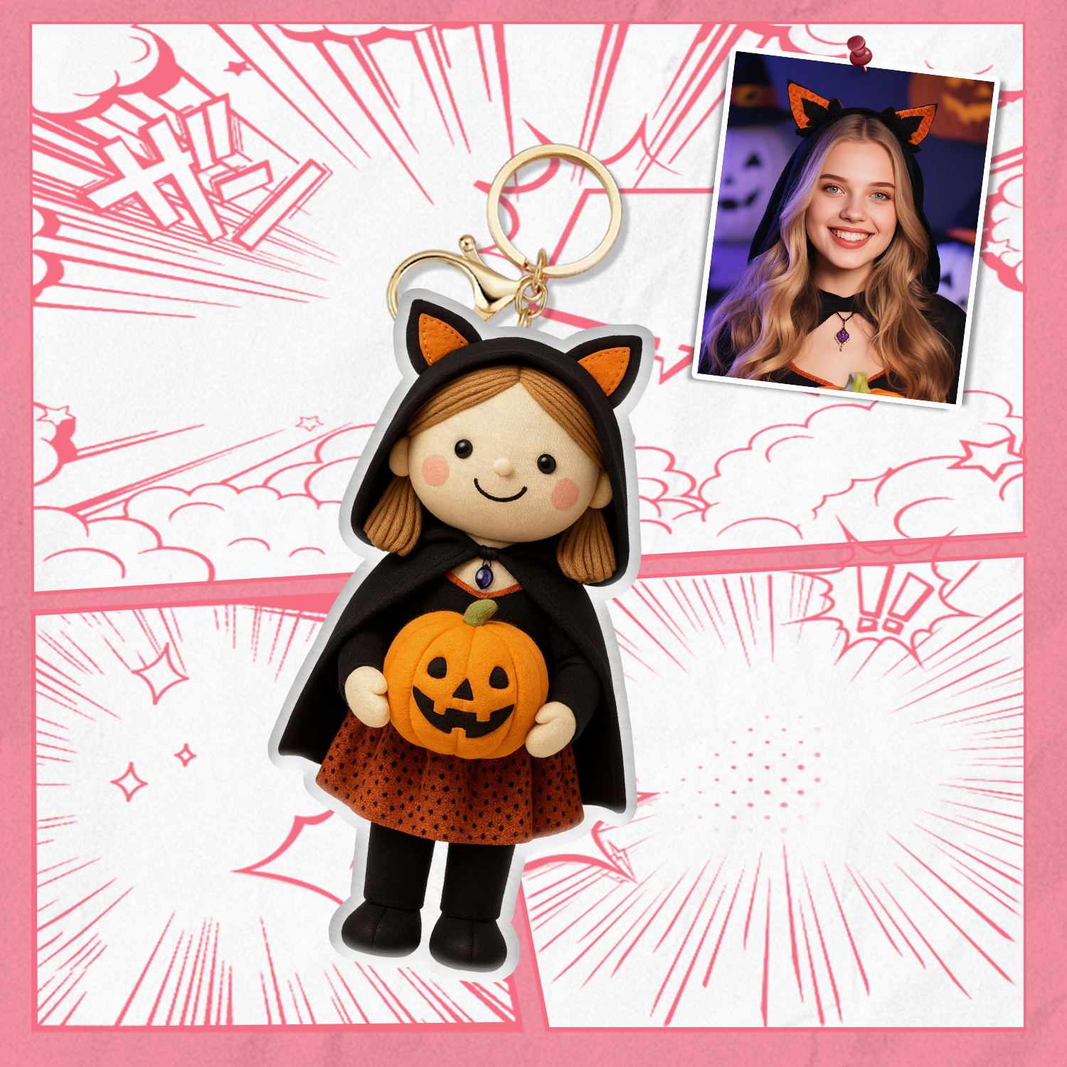 Personalized Photo Plush Doll Keychain Mini Me Plush Keychain Gifts for Halloween