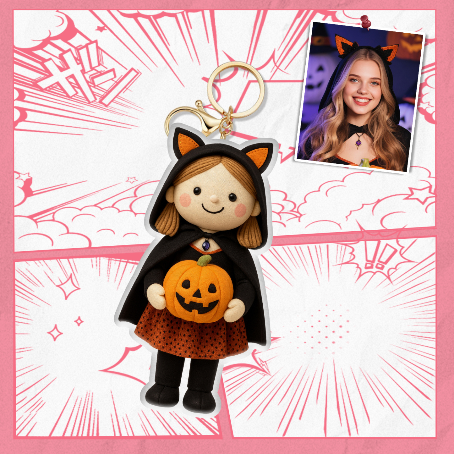 Personalized Photo Plush Doll Keychain Mini Me Plush Keychain Gifts for Halloween