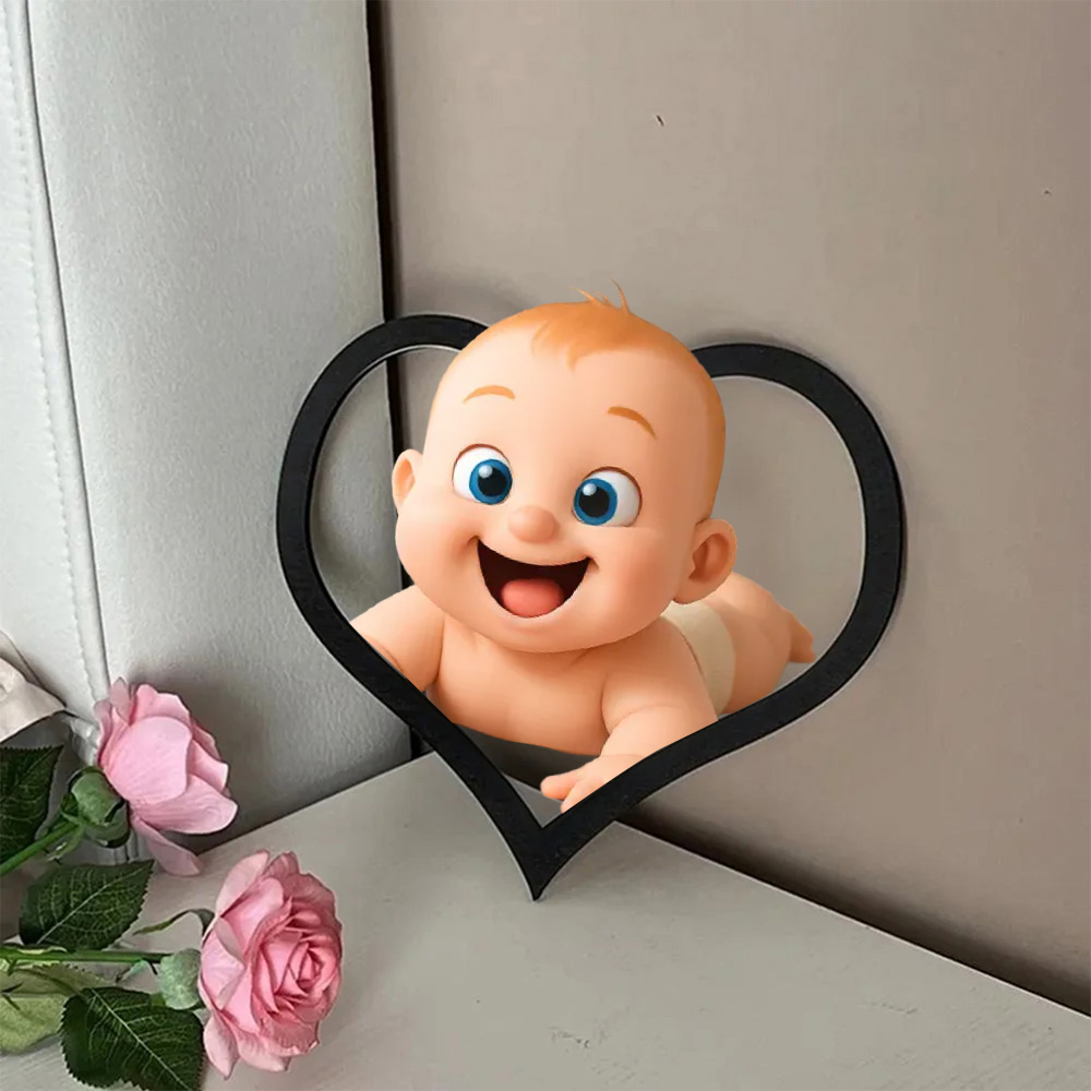 Personalized cartoon style photo heart-shaped frame Gift for Baby