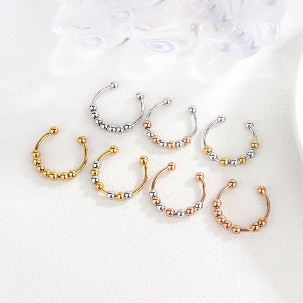 Stylish Fidget Ring Stainless Steel Beaded Anxiety Ring Worry Bead Fidget Ring Unisex Anti-Anxiety Ring - aiprintlab