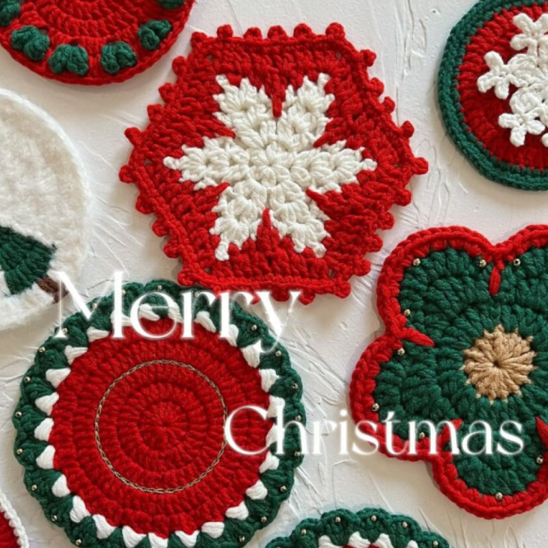 Handmade Crochet Christmas Coasters Artisan-Made Holiday Crochet Decorations with Holiday Cheer Christmas Decorations - aiprintlab