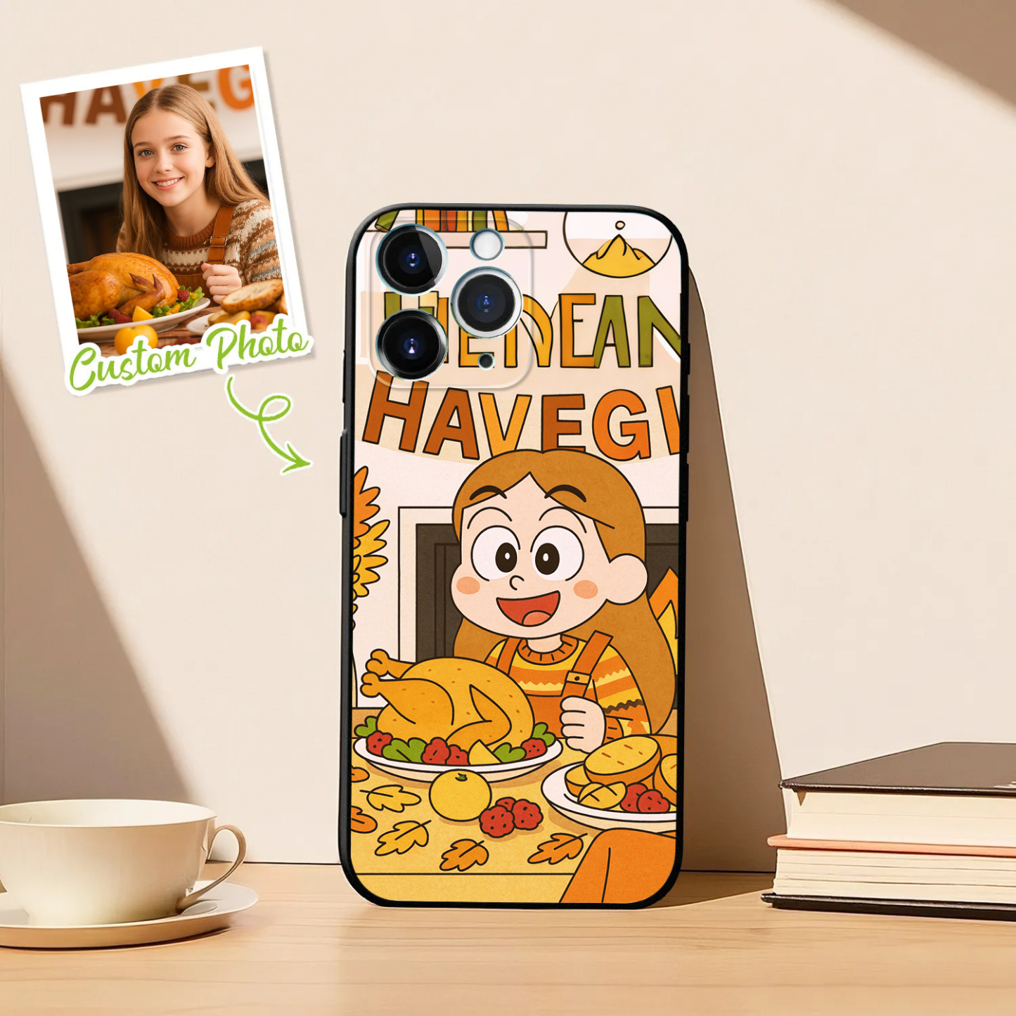 Custom Photo Phone Case Anime Portrait Personalized Phone Case A Variety of Cartoon Style for Thanksgiving