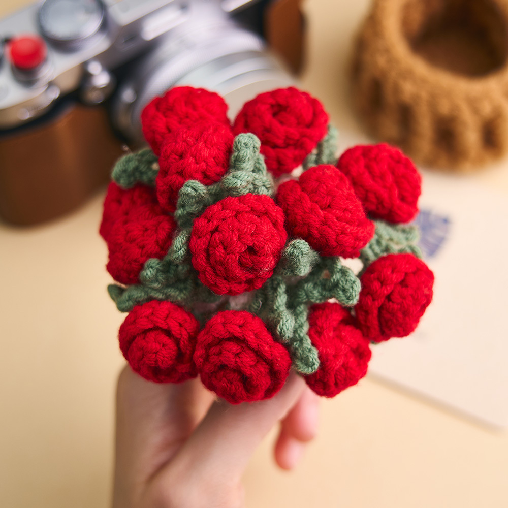 Christmas Gifts Handmade Crochet Rose Bouquet Coaster Set Transformable Floral Coaster & Home Decor Unique Eco-Friendly Gift - aiprintlab