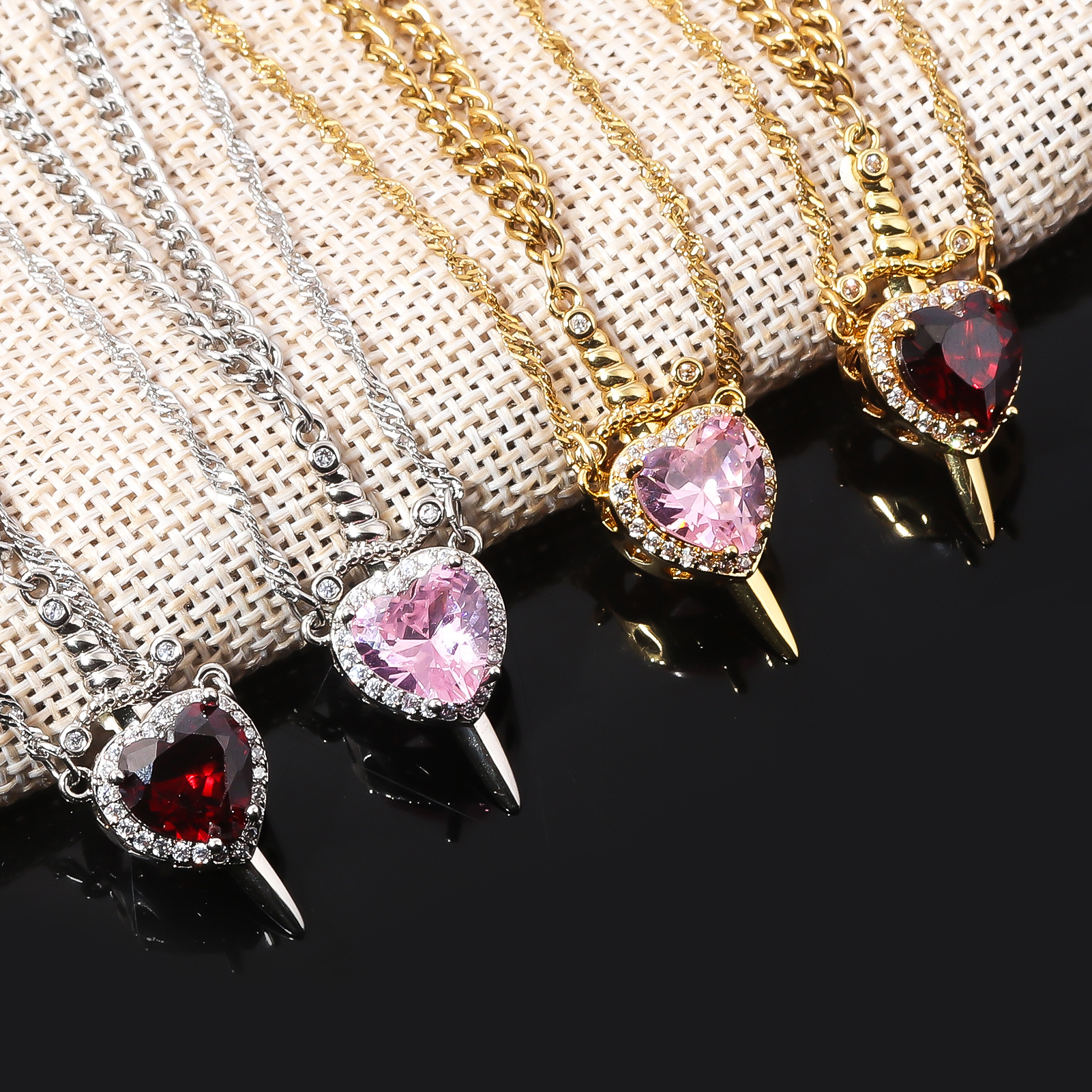 "Love's Pierce" Magnetic Heart & Sword Couple Necklace Set "One Heart, One Blade" Love Connection Necklaces - aiprintlab