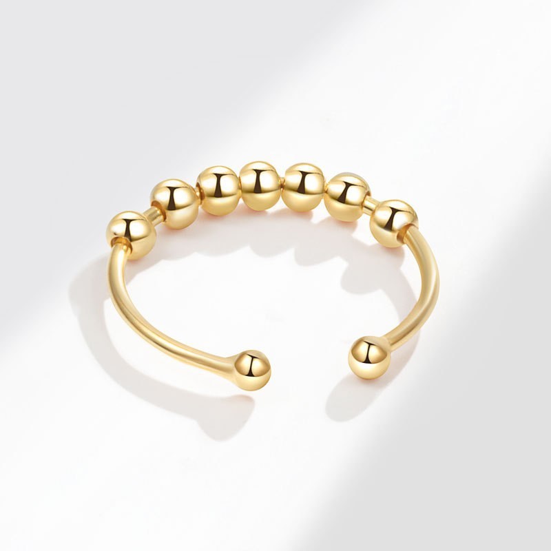 Stylish Fidget Ring Stainless Steel Beaded Anxiety Ring Worry Bead Fidget Ring Unisex Anti-Anxiety Ring - aiprintlab