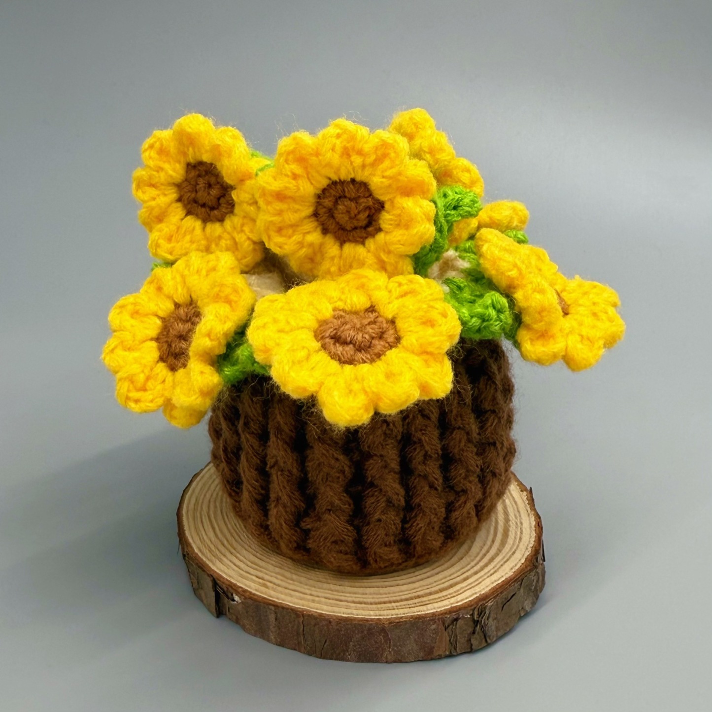 Handmade Crochet Sunflower Coaster Set 2-in-1 Crochet Sunflower Coaster and Bouquet Decorative Gift Practical and Fun Sunflower Coaster Set Multi-Use Home Accessory - aiprintlab