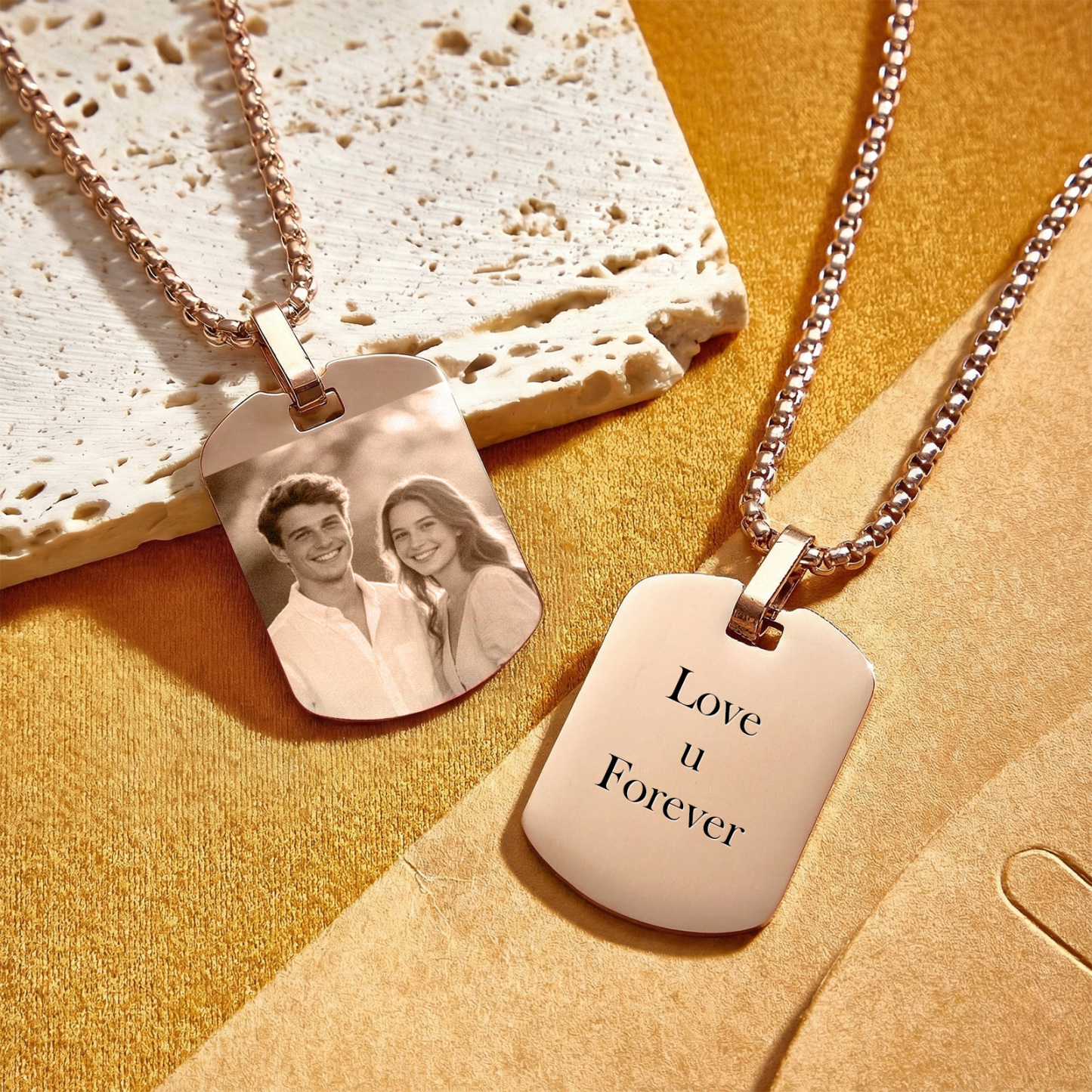 Custom Photo Tag Necklace Personalized Picture Pendant Memorial Jewelry Gift for Men Dad Boyfriend - aiprintlab