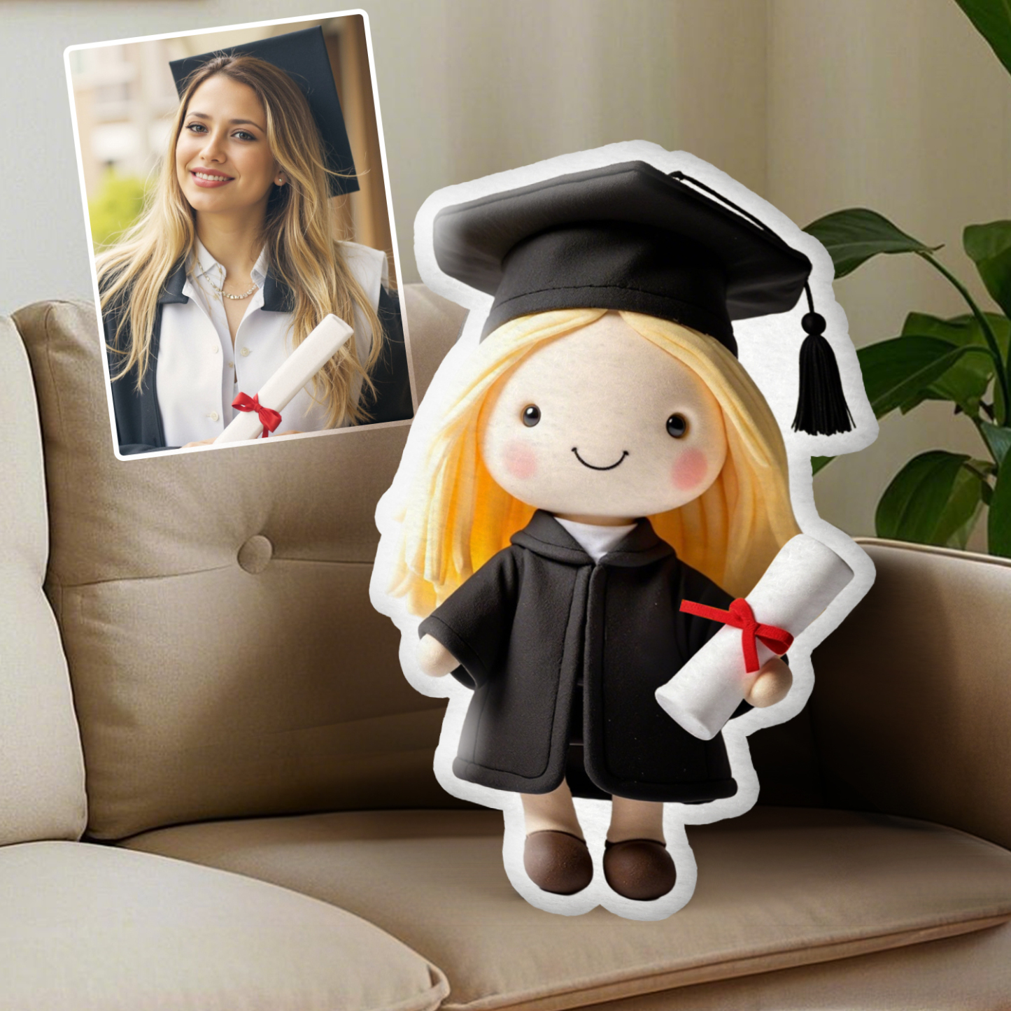 Personalized Photo Plush Doll Pillow Mini Me Plush Pillows Graduation Gift for Yourself
