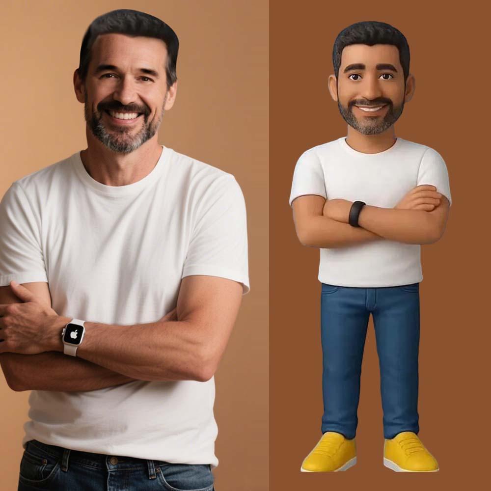Father's Day Gifts Custom Action Figure Personalized 3D Printed Figurine from AI Photo Romantic and Fun Gift for Husband