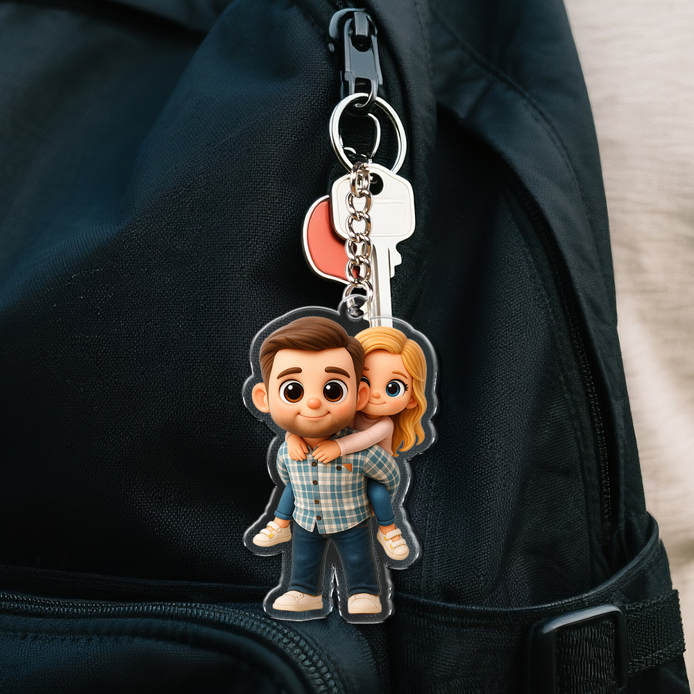 Custom Father’s Day Gift Personalized Acrylic Cartoon Keychain Photo Bag Charm Unique Keepsake Gift For Dad Birthday Gift From Family