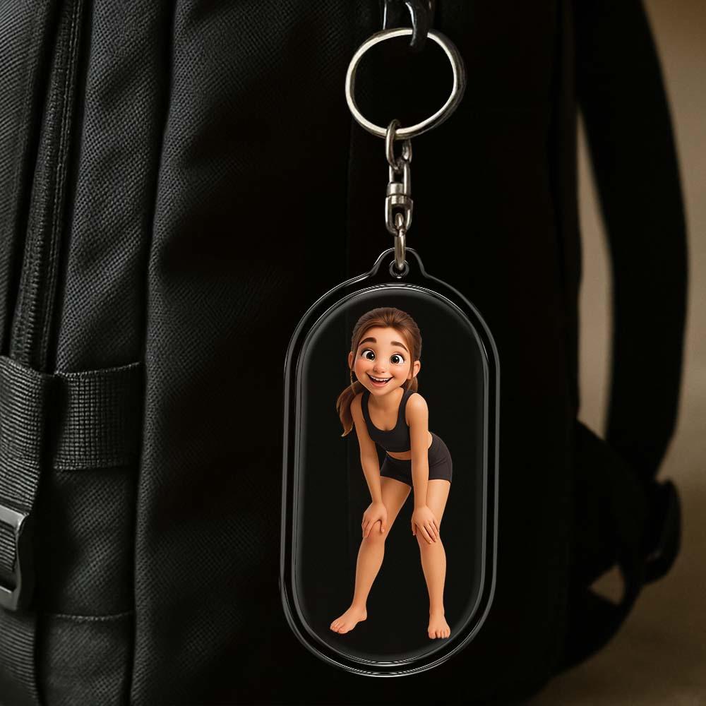 Personalized Acrylic Cartoon Keychain Photo Bag Custom Figure Keychain Charm Fitness Gifts Unique Keepsake Gift For Sports Enthusiasts Birthday Anniversary Gifts