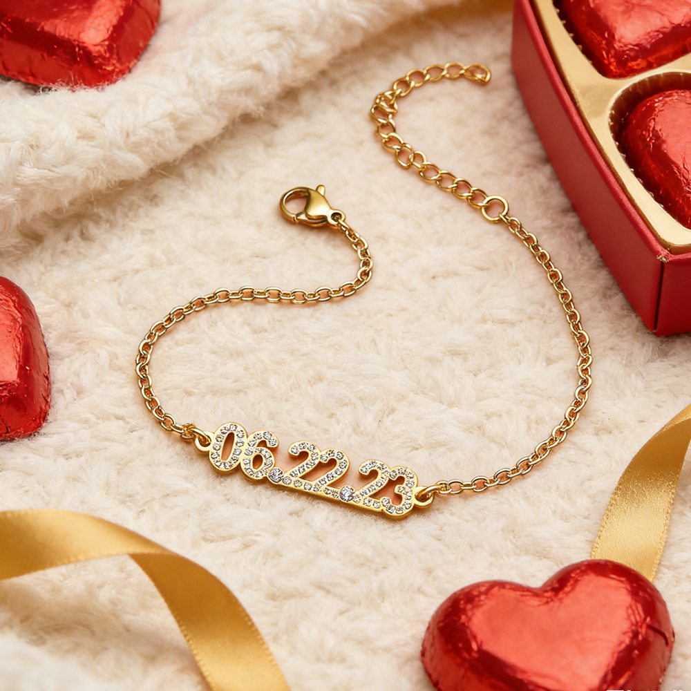 Personalized Date Bracelet Custom Anniversary Date Bracelet for Her  Minimalist Engraved Date Bracelet Meaningful Valentine’s Day Gift - aiprintlab