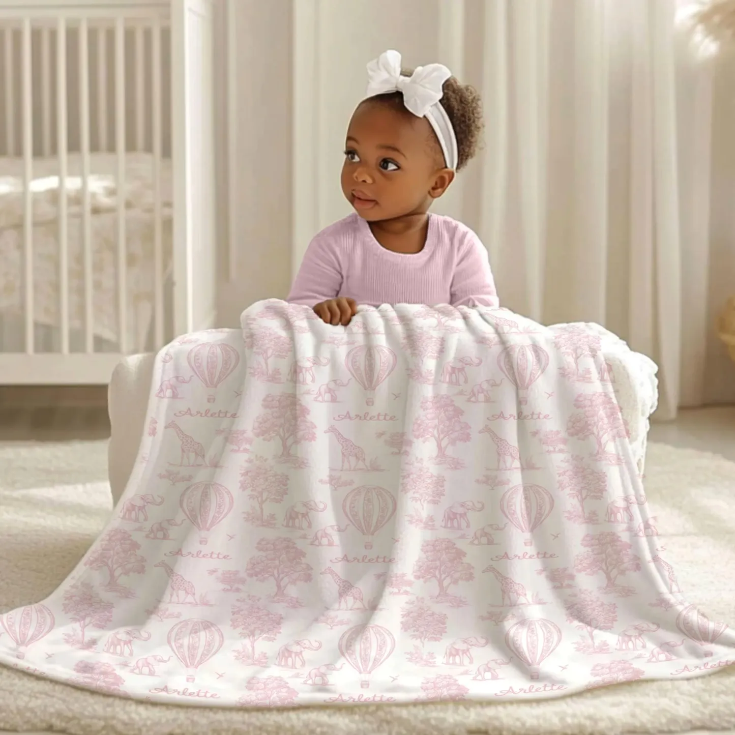 Personalized Name Baby Blanket Custom Name Toile Swaddle Newborn Coming Home Gift for New Mom