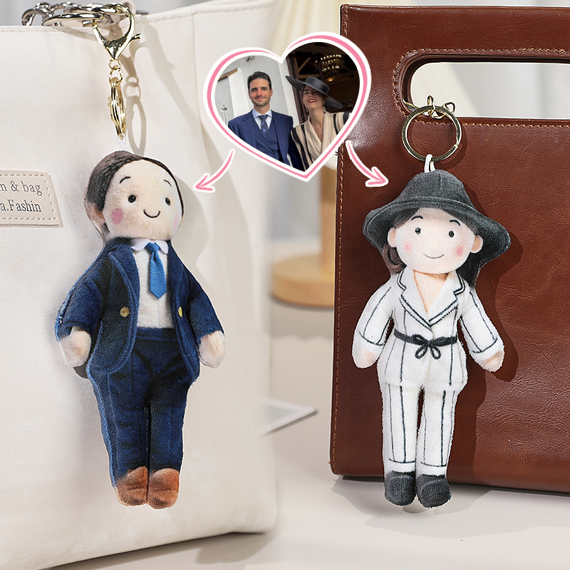 Personalized Photo Bag Charm  Plush Doll Keychain Mini Me Plush Keychain Gifts for Boyfriend