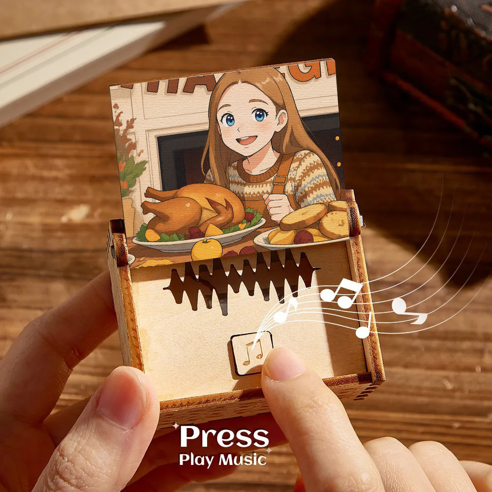 Custom Gibli Style Music Box with Your Picture | Choose Your Own Song Gift for Thanksgiving