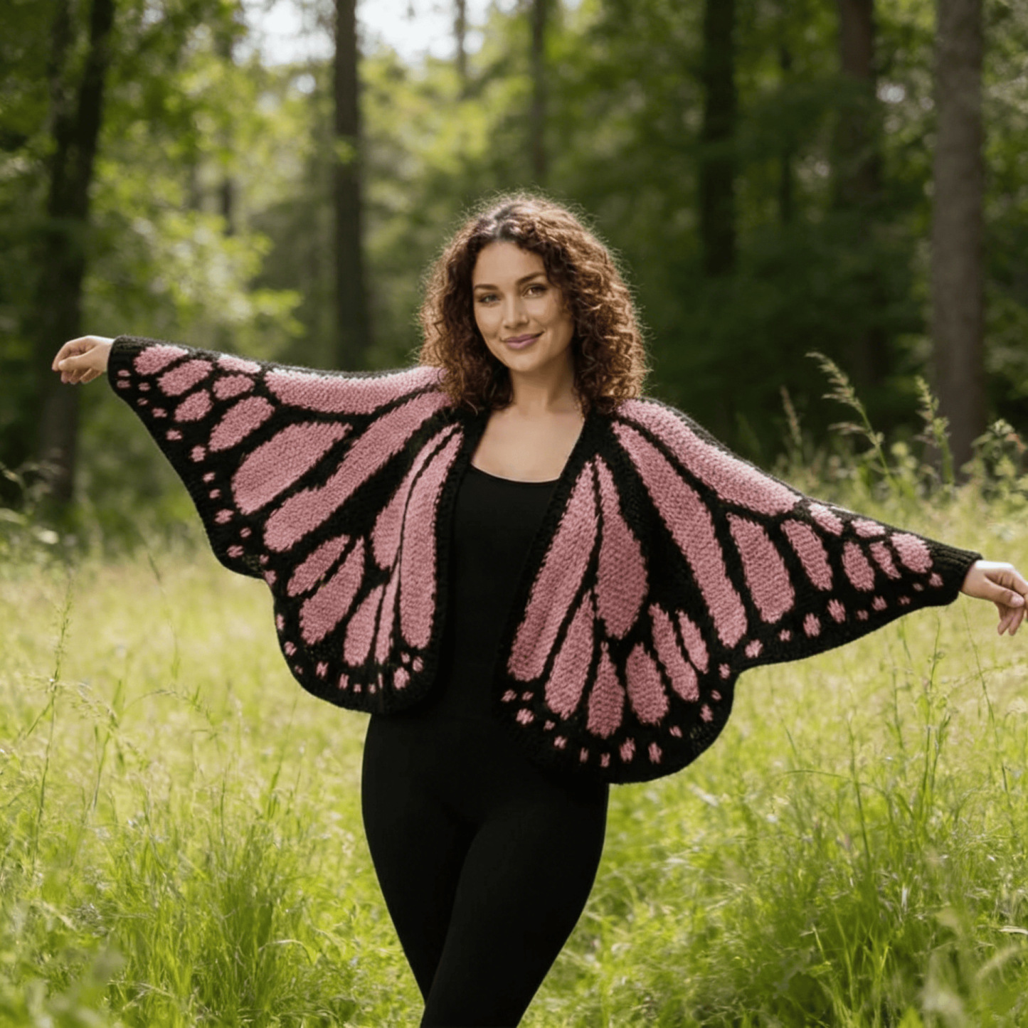 Monarch Butterfly Wrap Crochet Cape Unique Statement Shawl Boho Holiday Gift for Mom