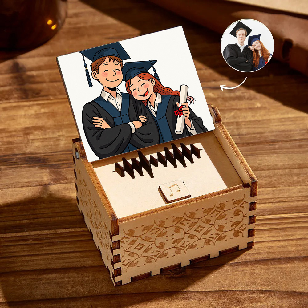 Custom Gibli Style Music Box with Your Picture | Choose Your Own Song for Graduation