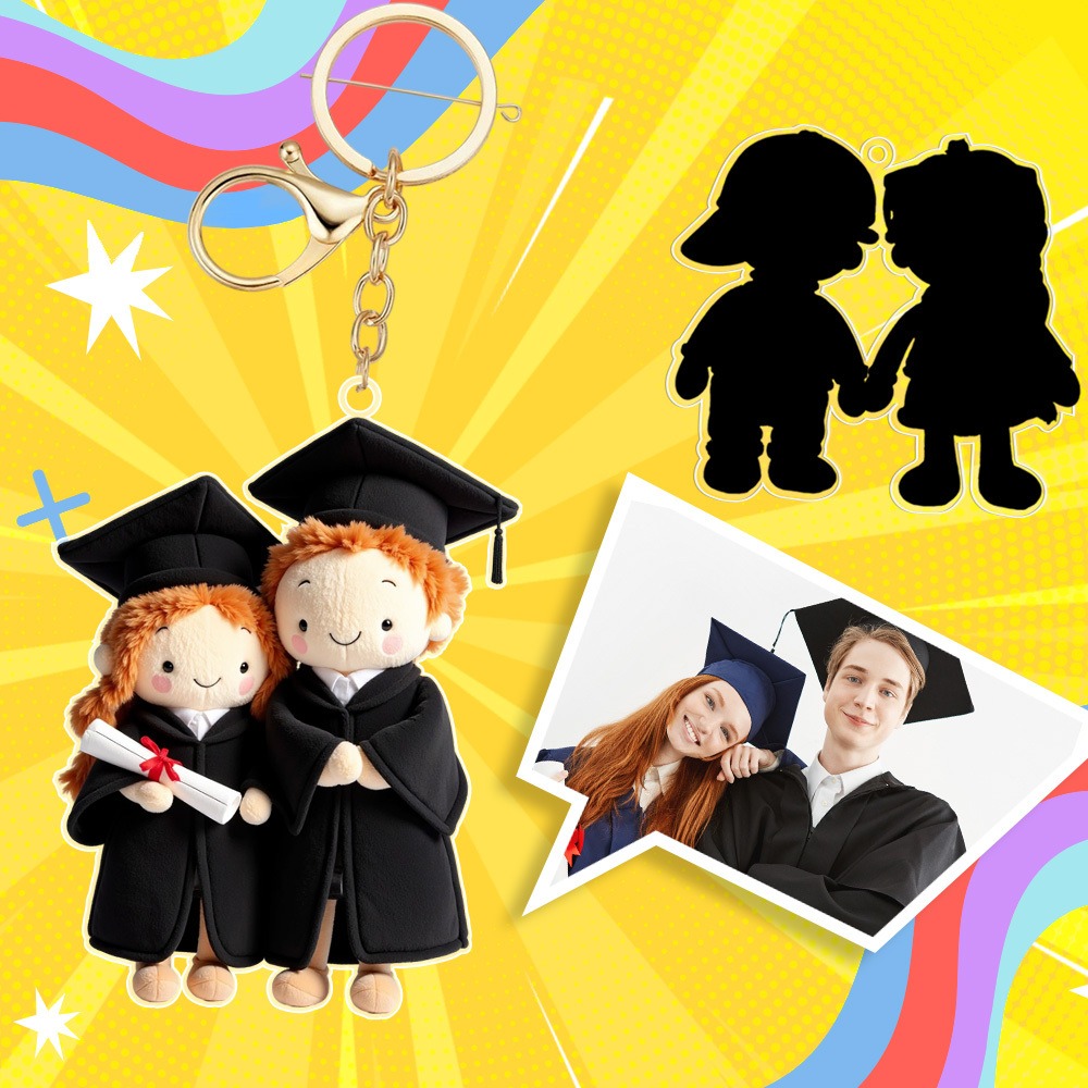 Personalized Photo Plush Doll Keychain Mini Me Plush Keychain Gifts for Graduation
