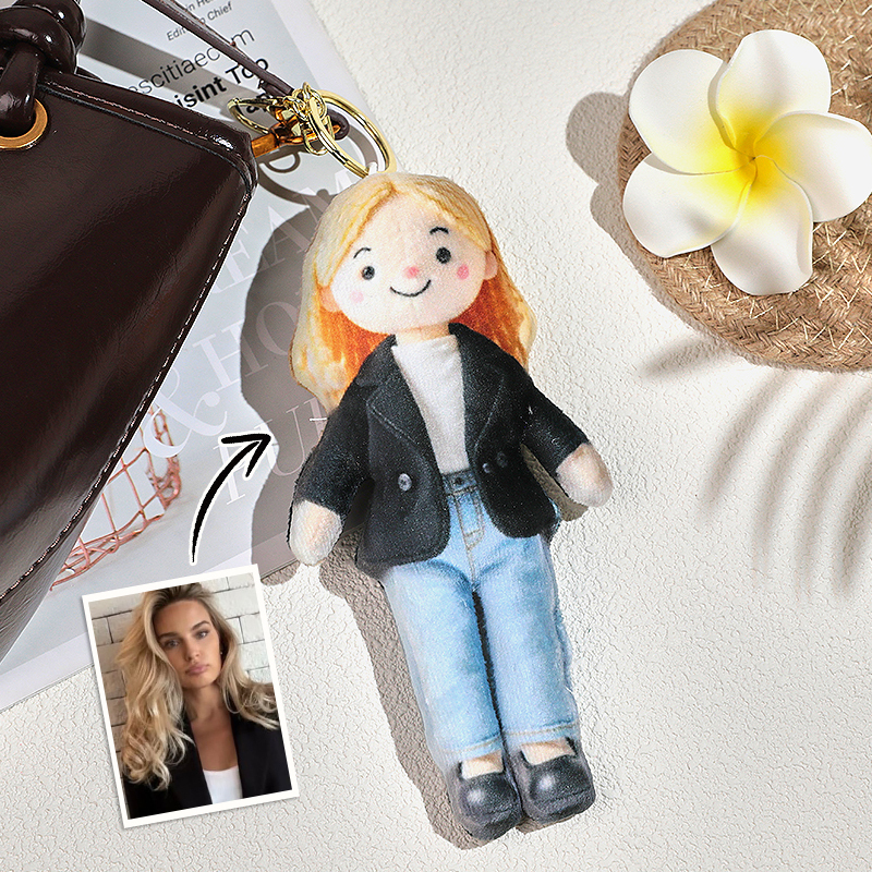 Personalized Photo Plush Doll Keychain Mini Me Plush Keychain Gifts for BFF