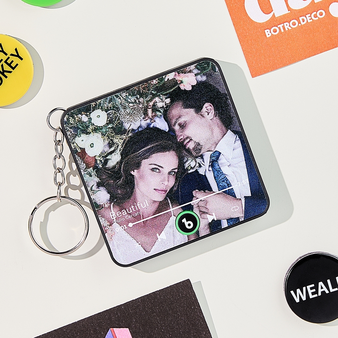 Custom Mini Music Fridge Magnet Keychain Personalized Photo Music Keychain Mini Magnet For Fridge That Can Play Songs Without Cellphone Anniversary Gifts - aiprintlab