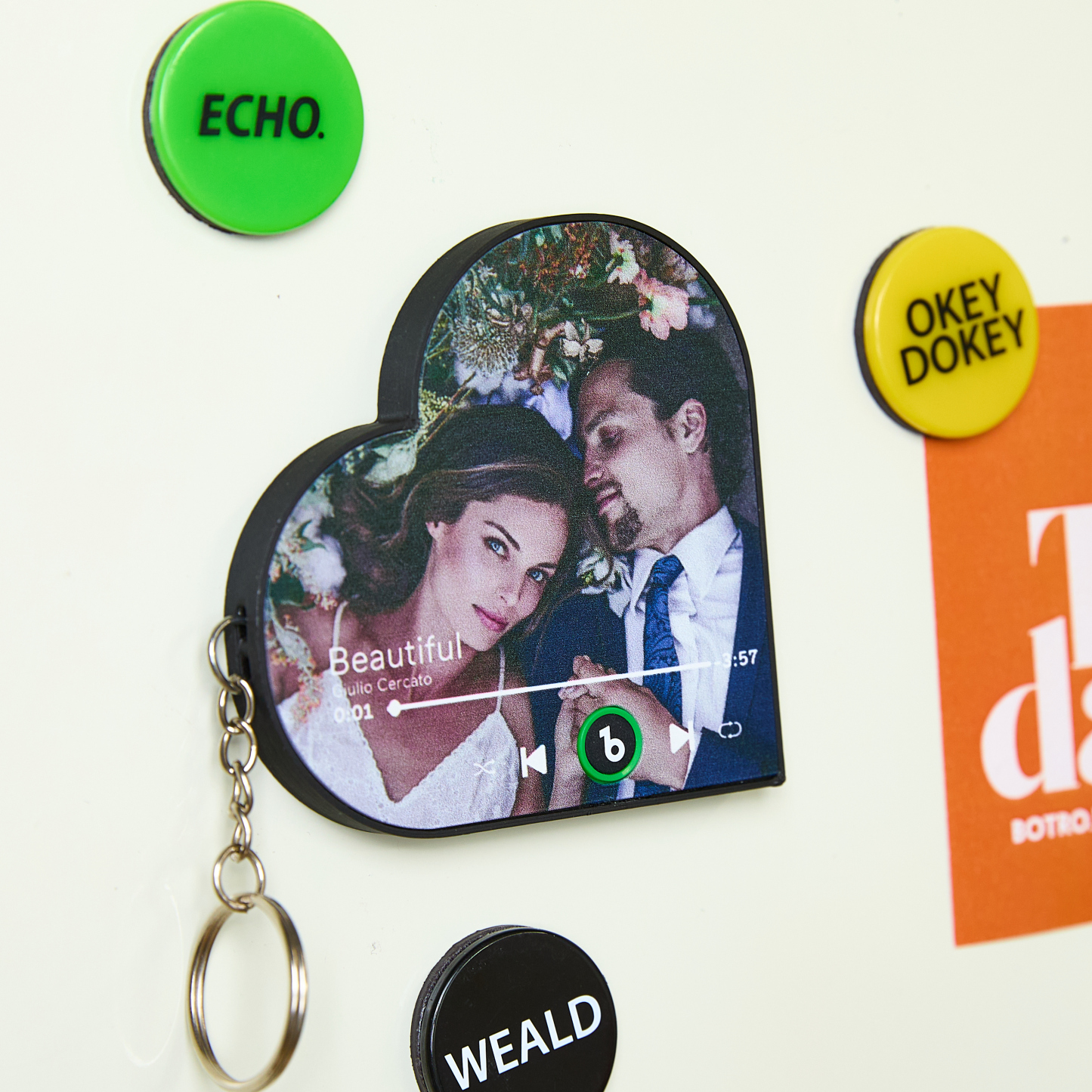 Custom Mini Music Fridge Magnet Keychain Personalized Photo Music Keychain Mini Magnet For Fridge That Can Play Songs Without Cellphone Anniversary Gifts - aiprintlab