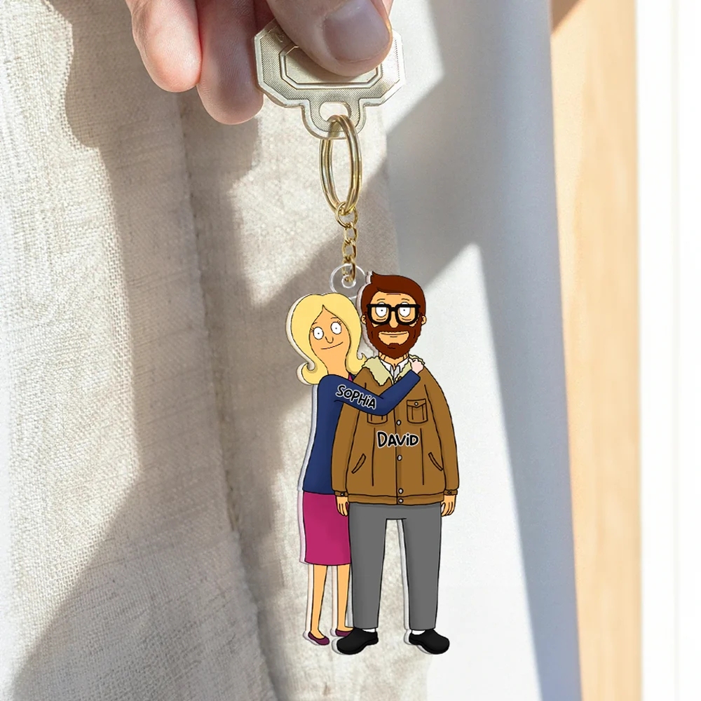 Custom Cartoon Style Keychain Personalized Keychain Gifts for Couple - aiprintlab