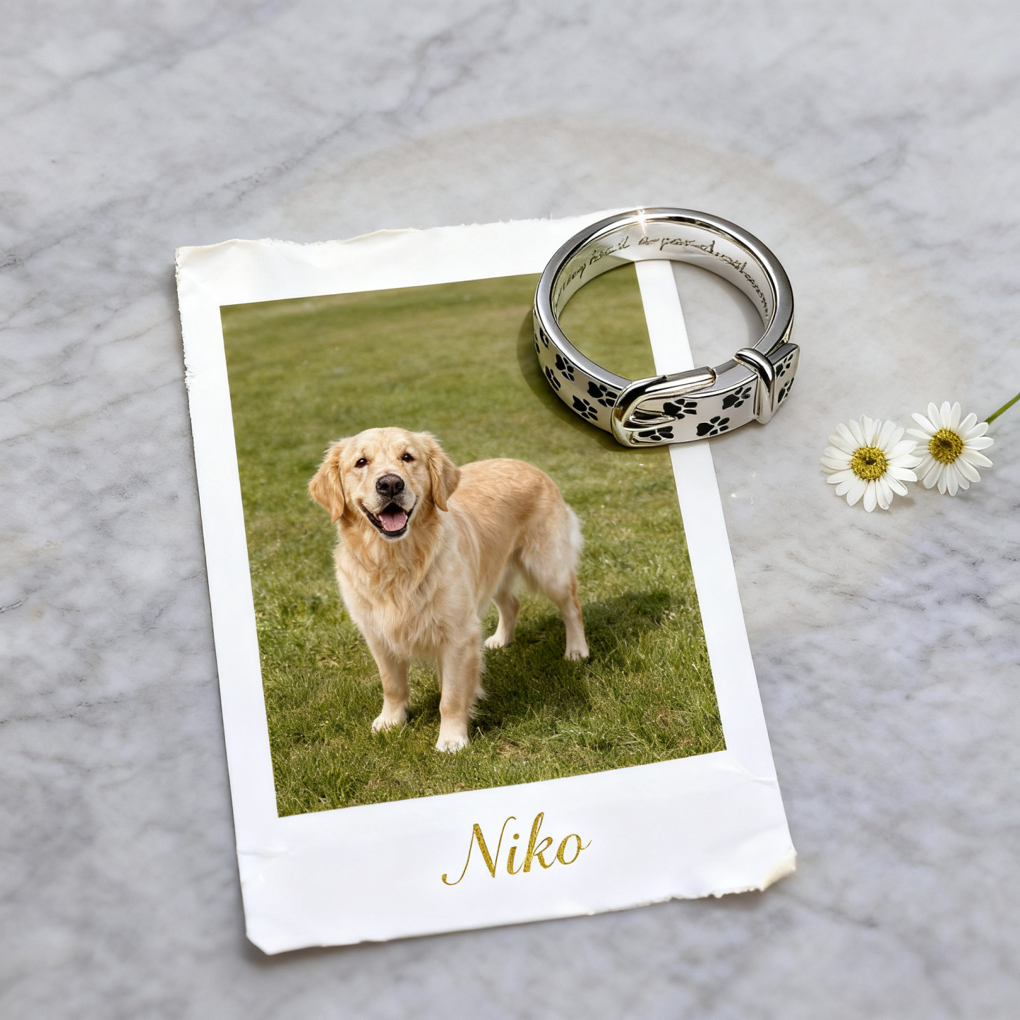 Personalized Pet Collar Ring Custom Engraved Name & Inner Message - aiprintlab
