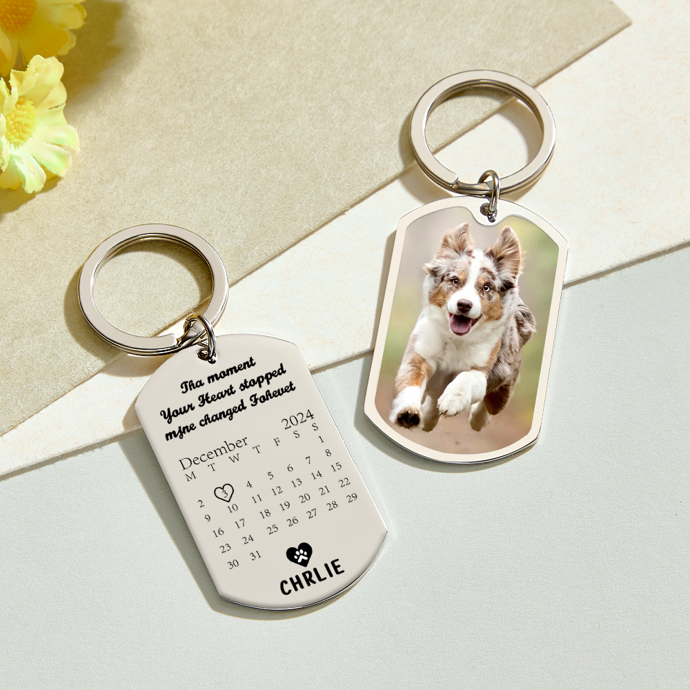 Custom Photo Keychain Personalized Pet Memorial  Gifts For Dogs, Cats - A Loyal Heart Never Fades - aiprintlab