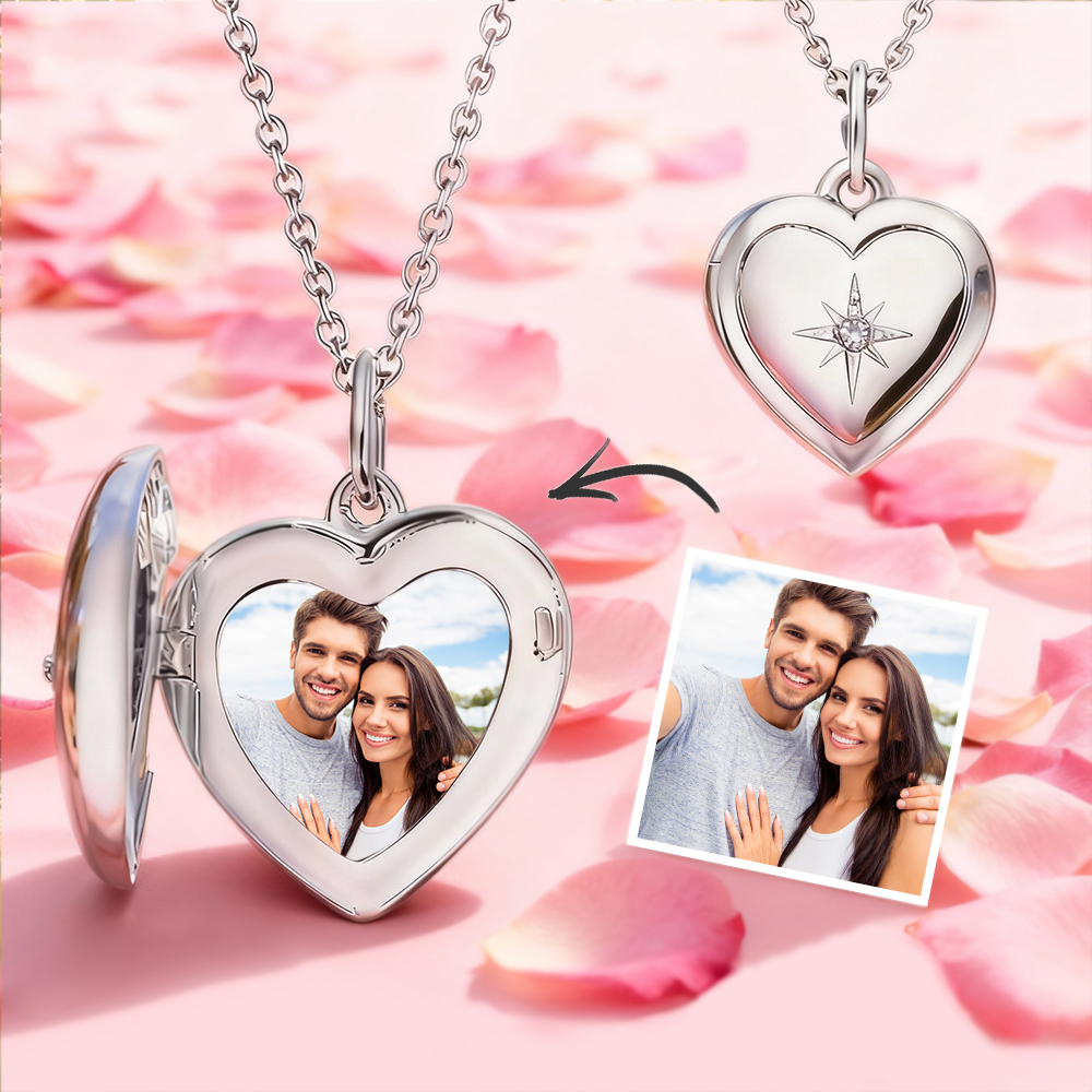 Custom Star Photo Locket Necklace –  Personalized Platinum Jewelry - aiprintlab