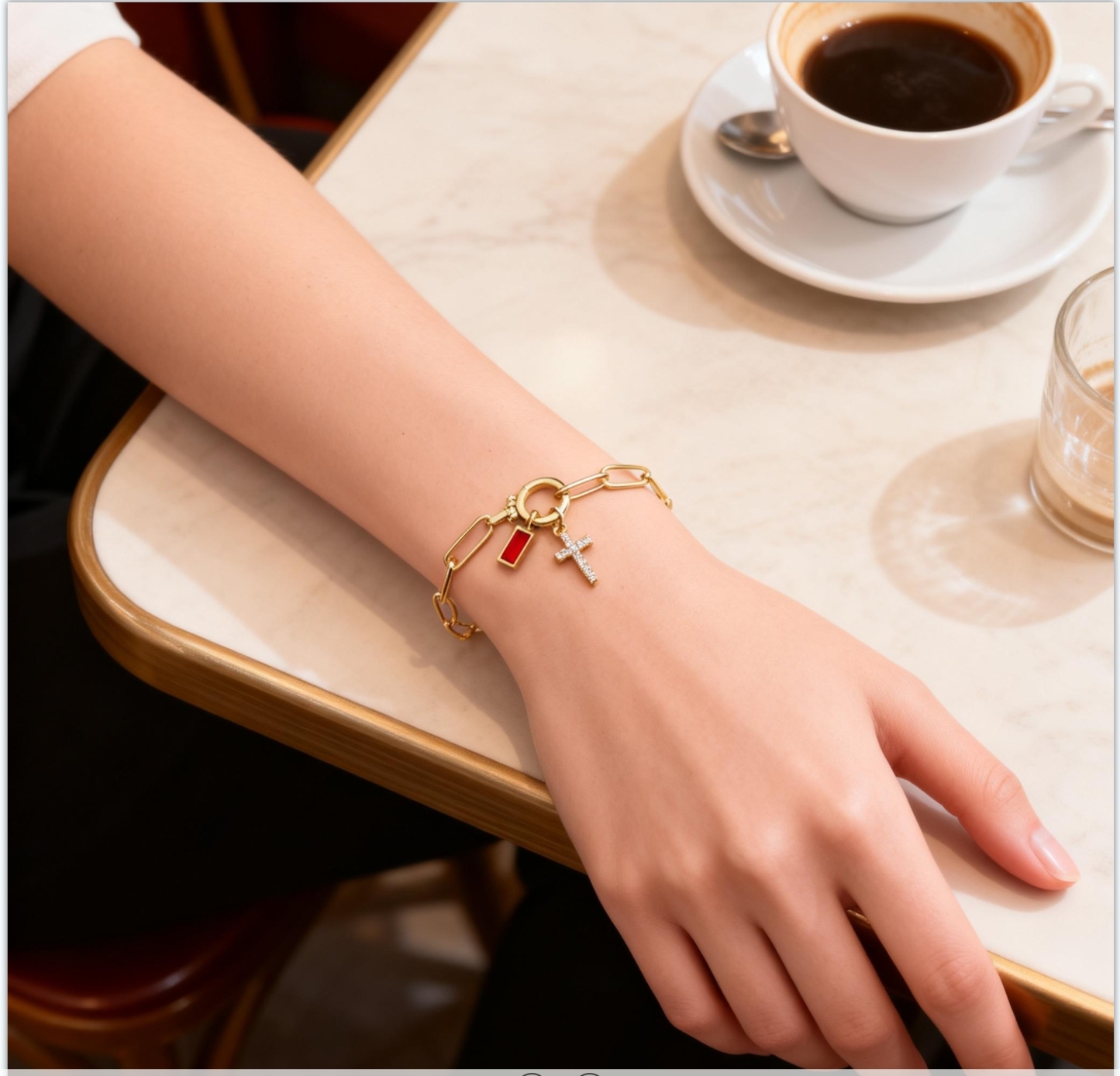 Paperclip Birthstone Cross Pendant Bracelet Custom Paperclip Chain Cross Bracelet with Birthstone – Detachable Pendant Personalized Jewelry for Women - aiprintlab