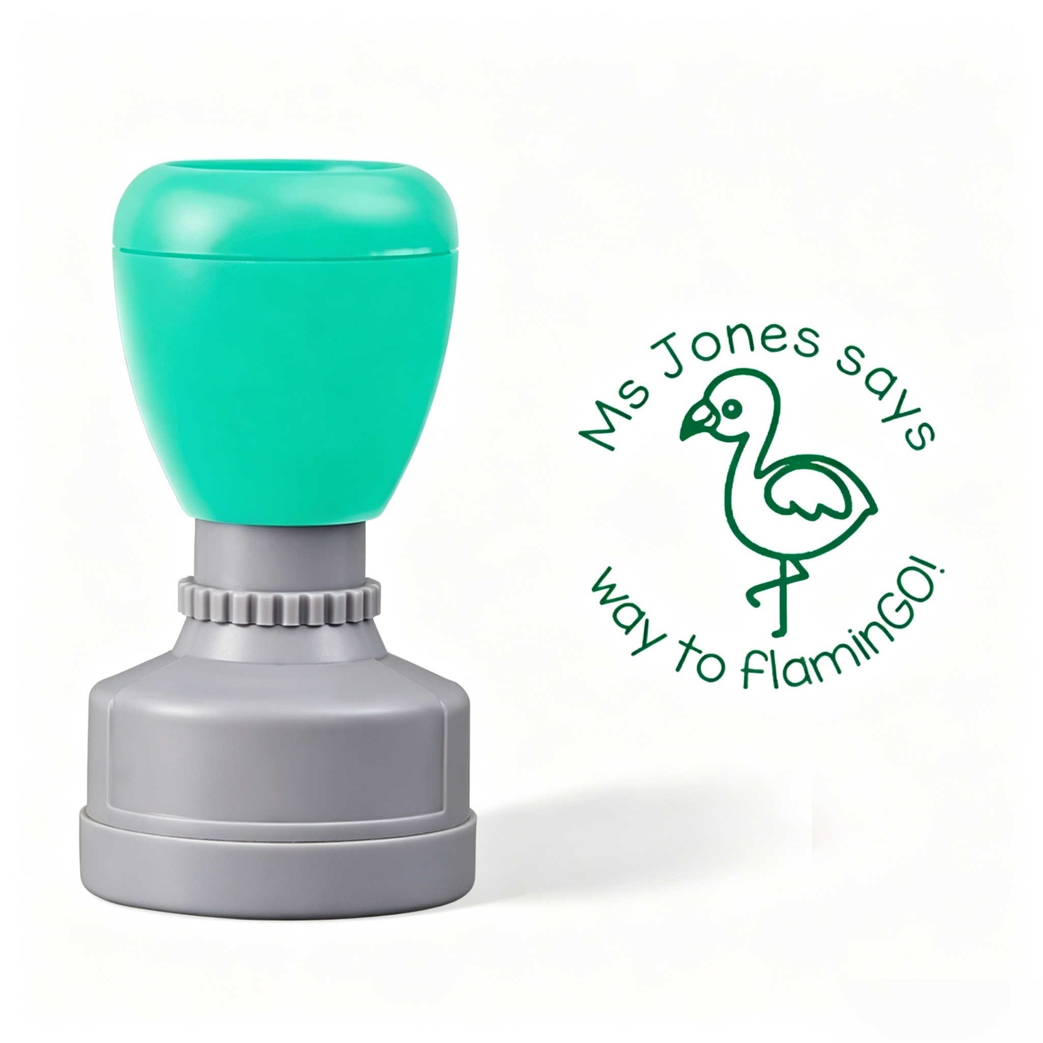 Personalized Way To Flamingo Teacher Stamp