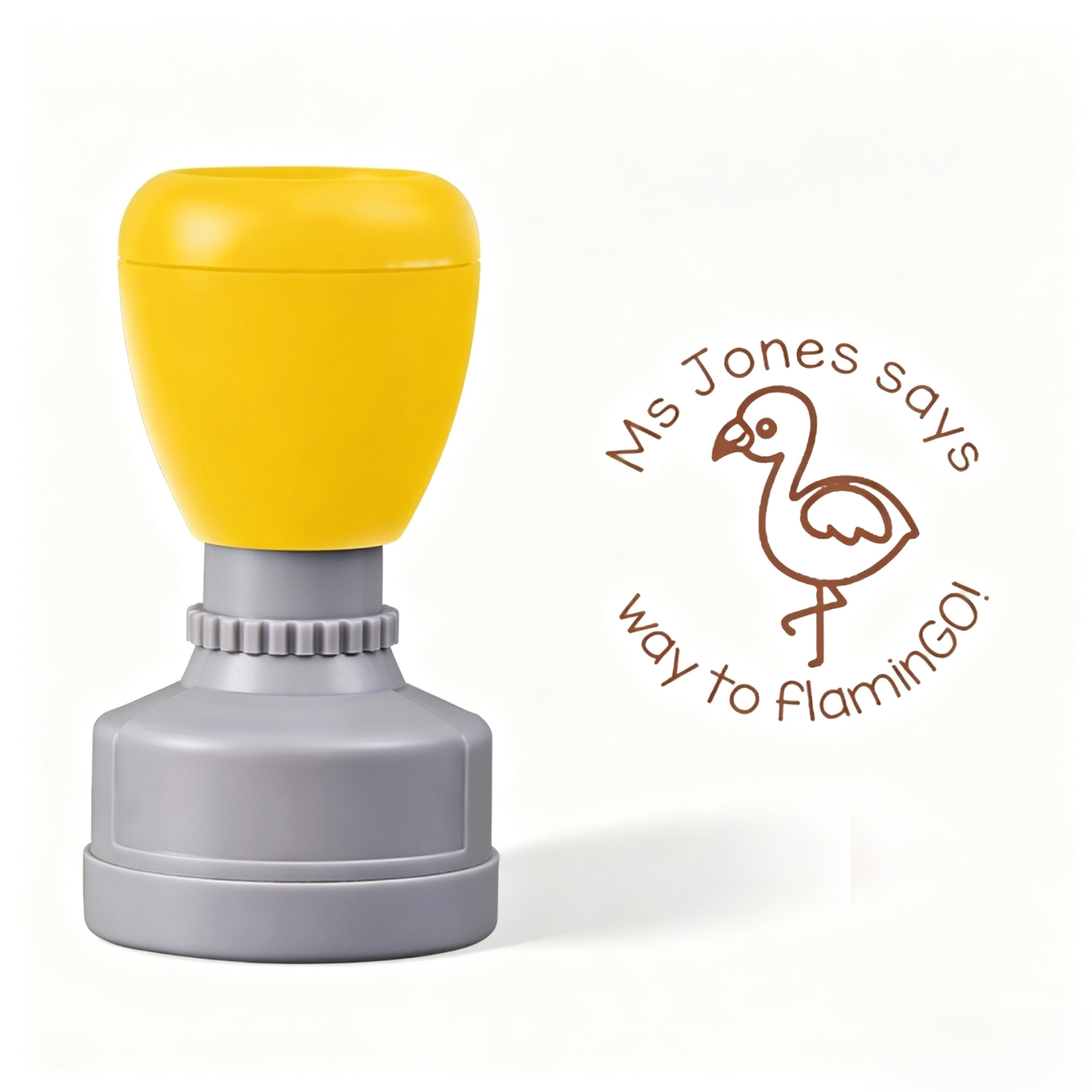 Personalized Way To Flamingo Teacher Stamp