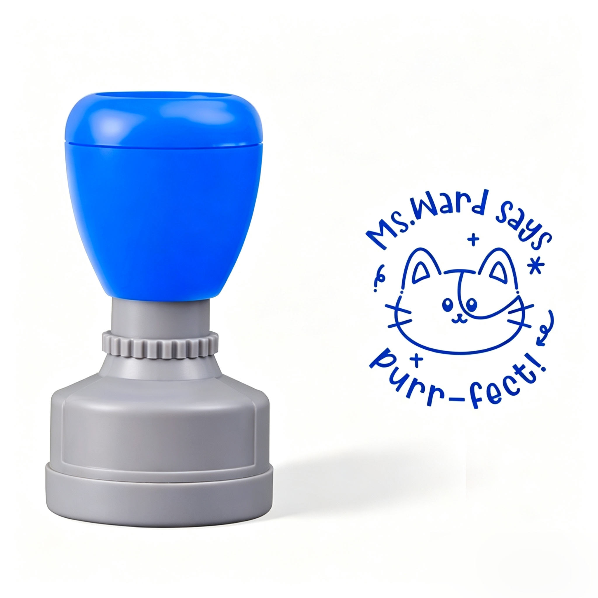 Personalized Name Says Purr-fect Teacher Stamp