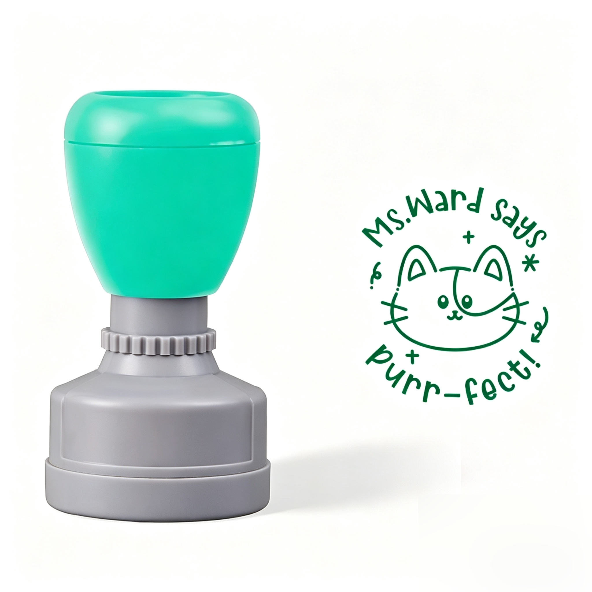 Personalized Name Says Purr-fect Teacher Stamp
