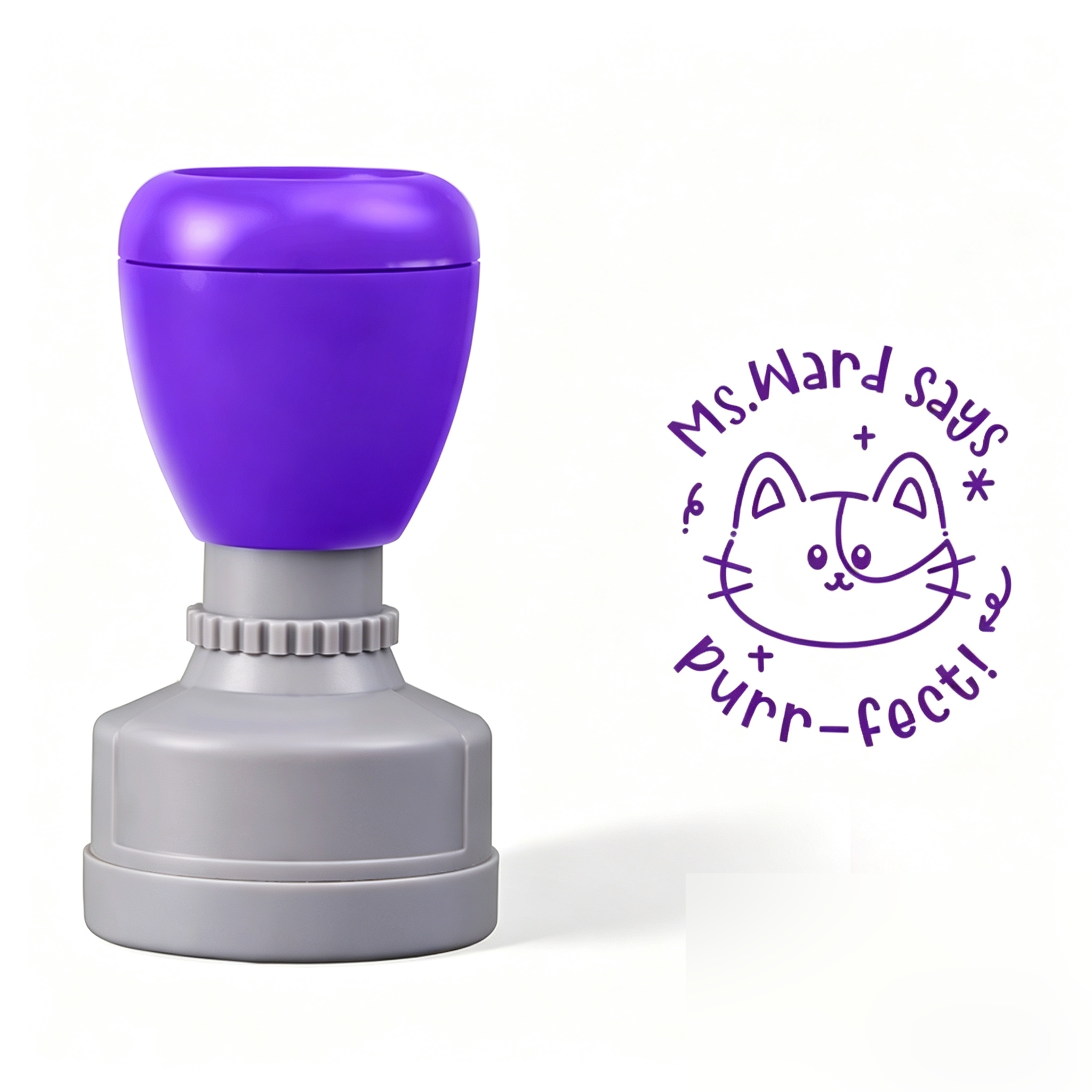 Personalized Name Says Purr-fect Teacher Stamp