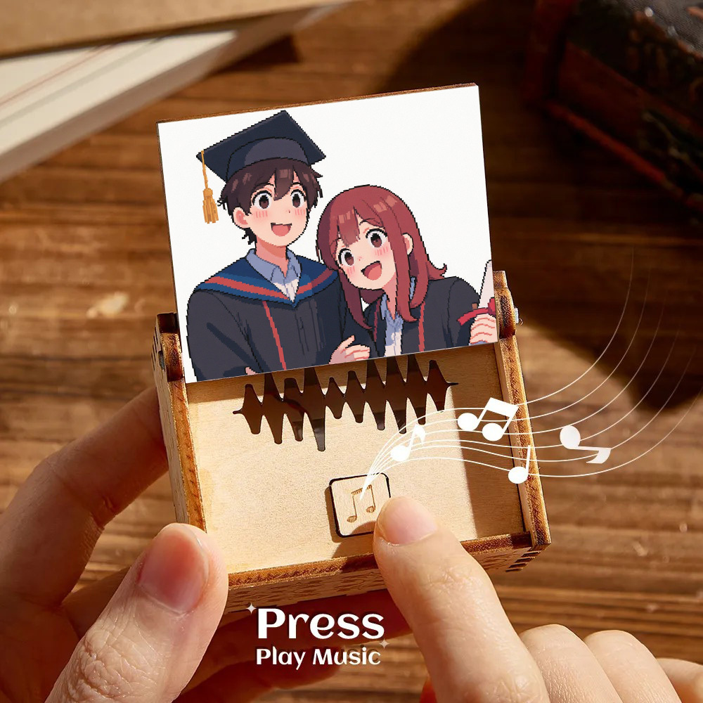 Custom Gibli Style Music Box with Your Picture | Choose Your Own Song for Graduation